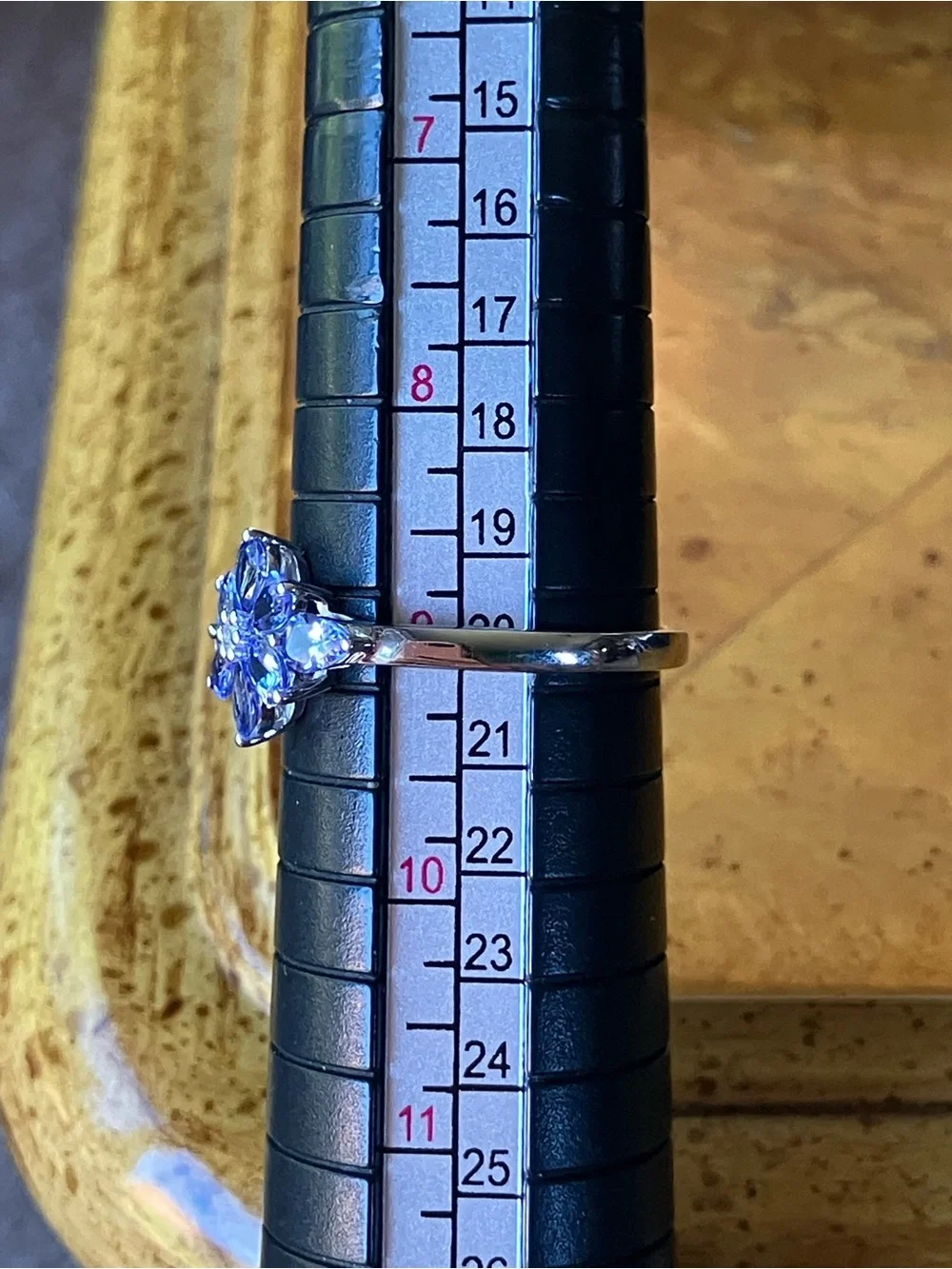 Natural Tanzanite White Diamond Ring Size 9